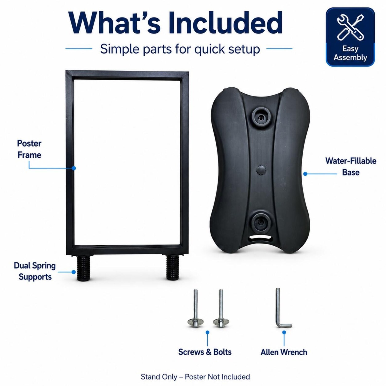 24″x36″ Water Base Sidewalk Sign Holder with Wheels, Outdoor Poster Stand