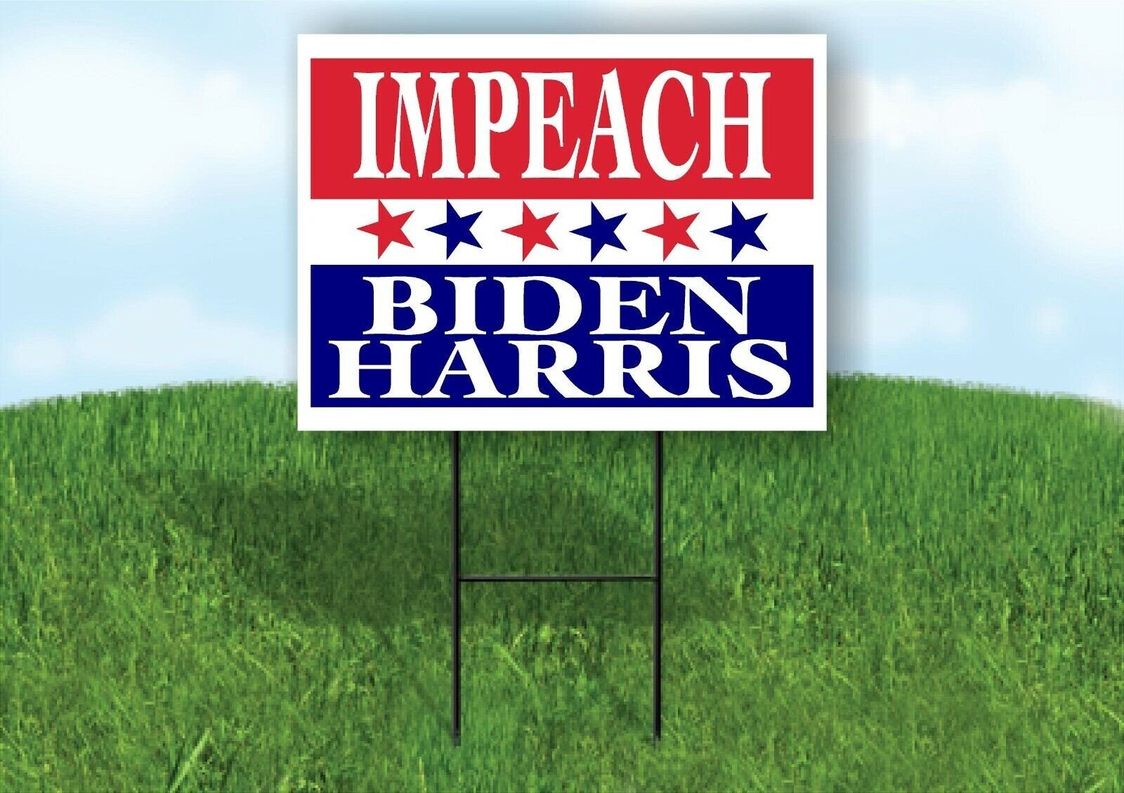 IMPEACH HARRIS BIDEN RED BLUE STARS Yard Sign with Stand LAWN SIGN