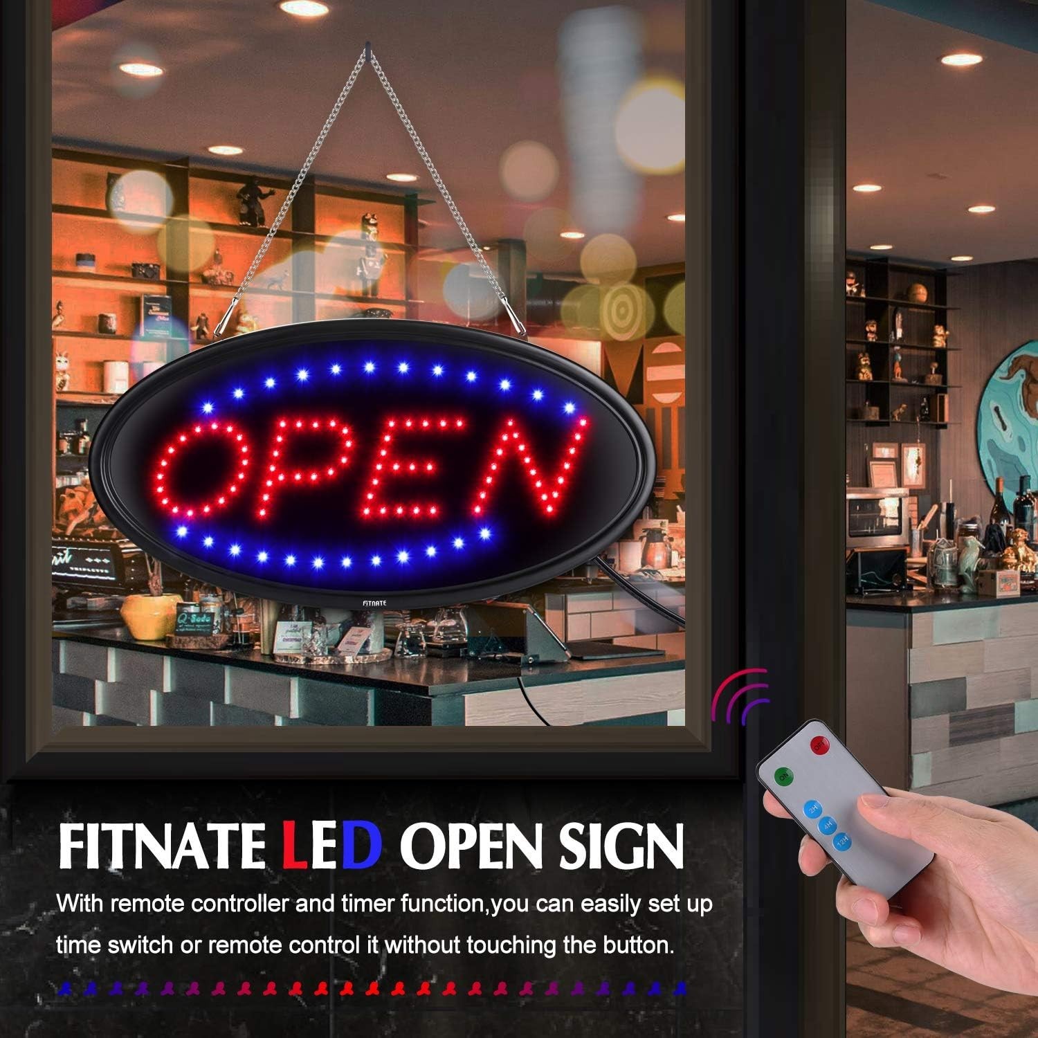 Energy-Efficient LED Open Sign – Flashing & Steady Modes, 19×10 for Bars & Cafes