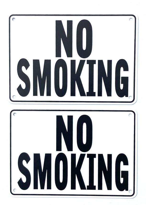 “NO SMOKING” WARNING SIGN, 2 SIGN SET, METAL