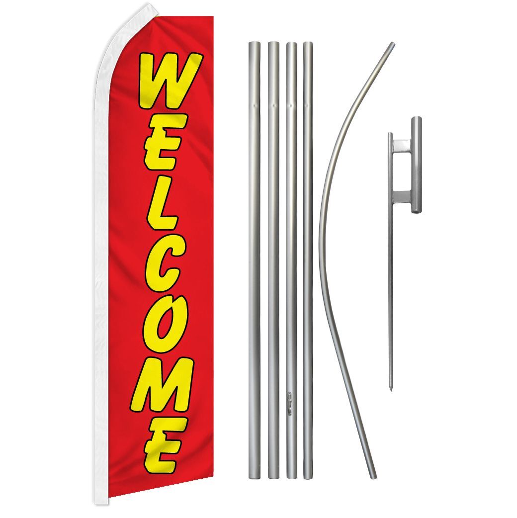 “WELCOME RED & YELLOW” Advertising Super Flag & Pole Kit