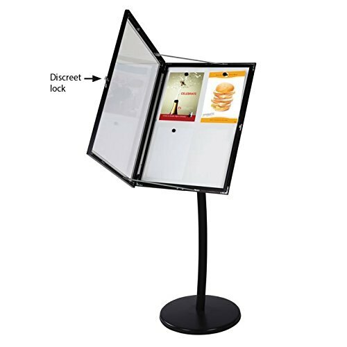 Floor Standing Universal Showboard with Magnet 4x(8.5×11)” Lockable Menu Holder