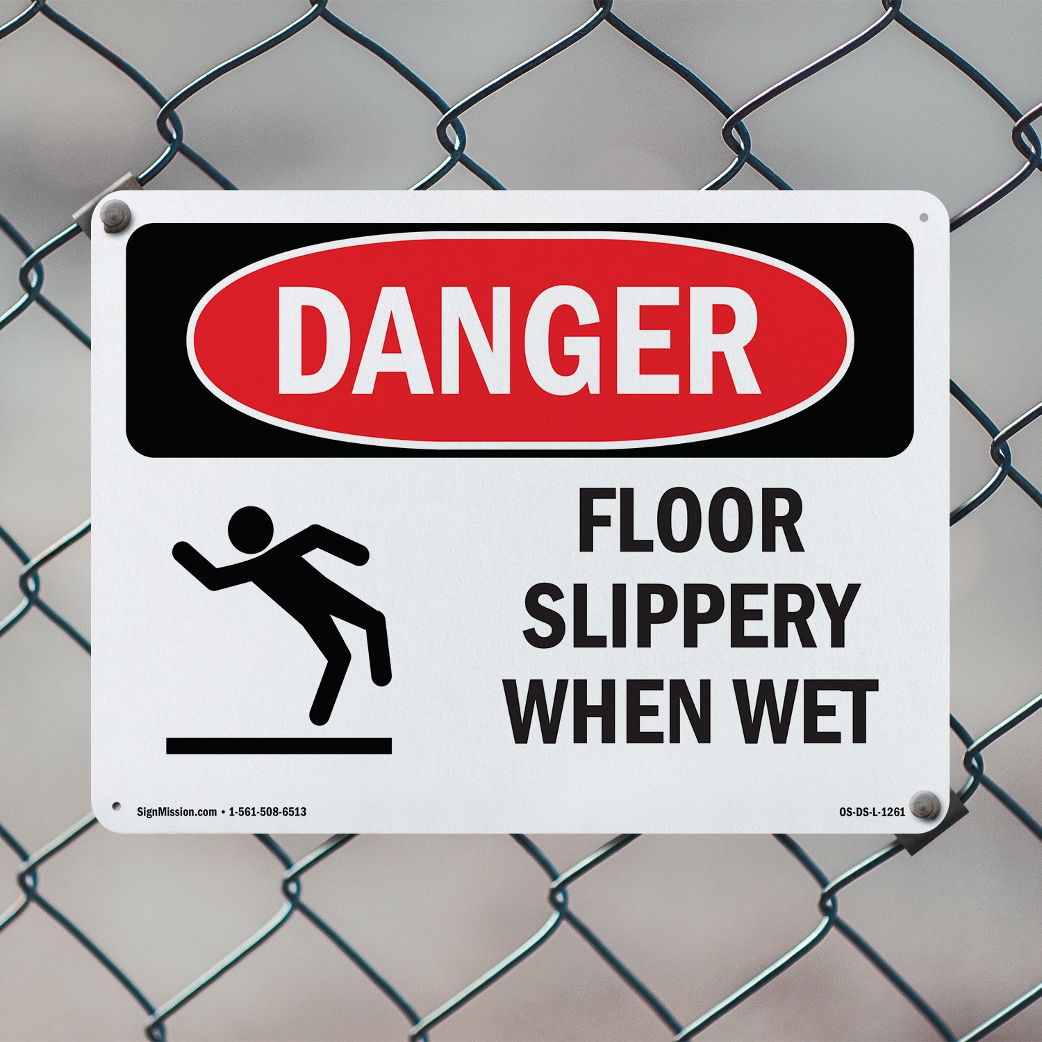 Floor Slippery When Wet OSHA Danger Sign Metal, Plastic, Or Decal – 5 or 10 Pack