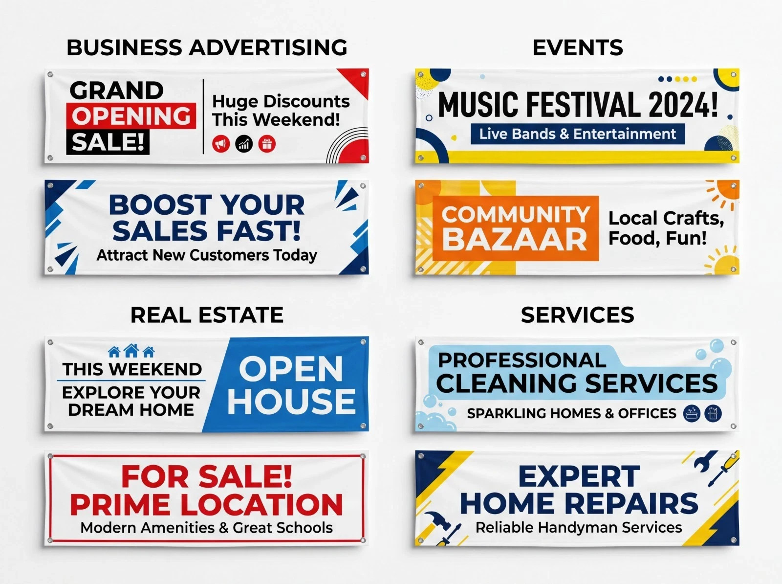 Custom Vinyl Banner Waterproof UV Resistant 13oz Heavy Duty Fast Production USA