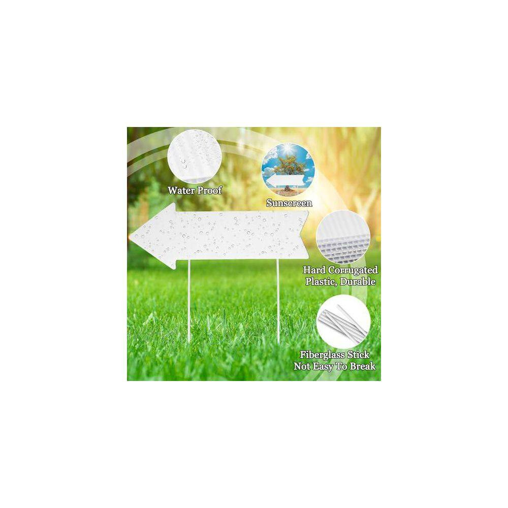 6-Pack Blank Yard Signs with Stakes, Double-Sided Plastic Arrow Directional Sign