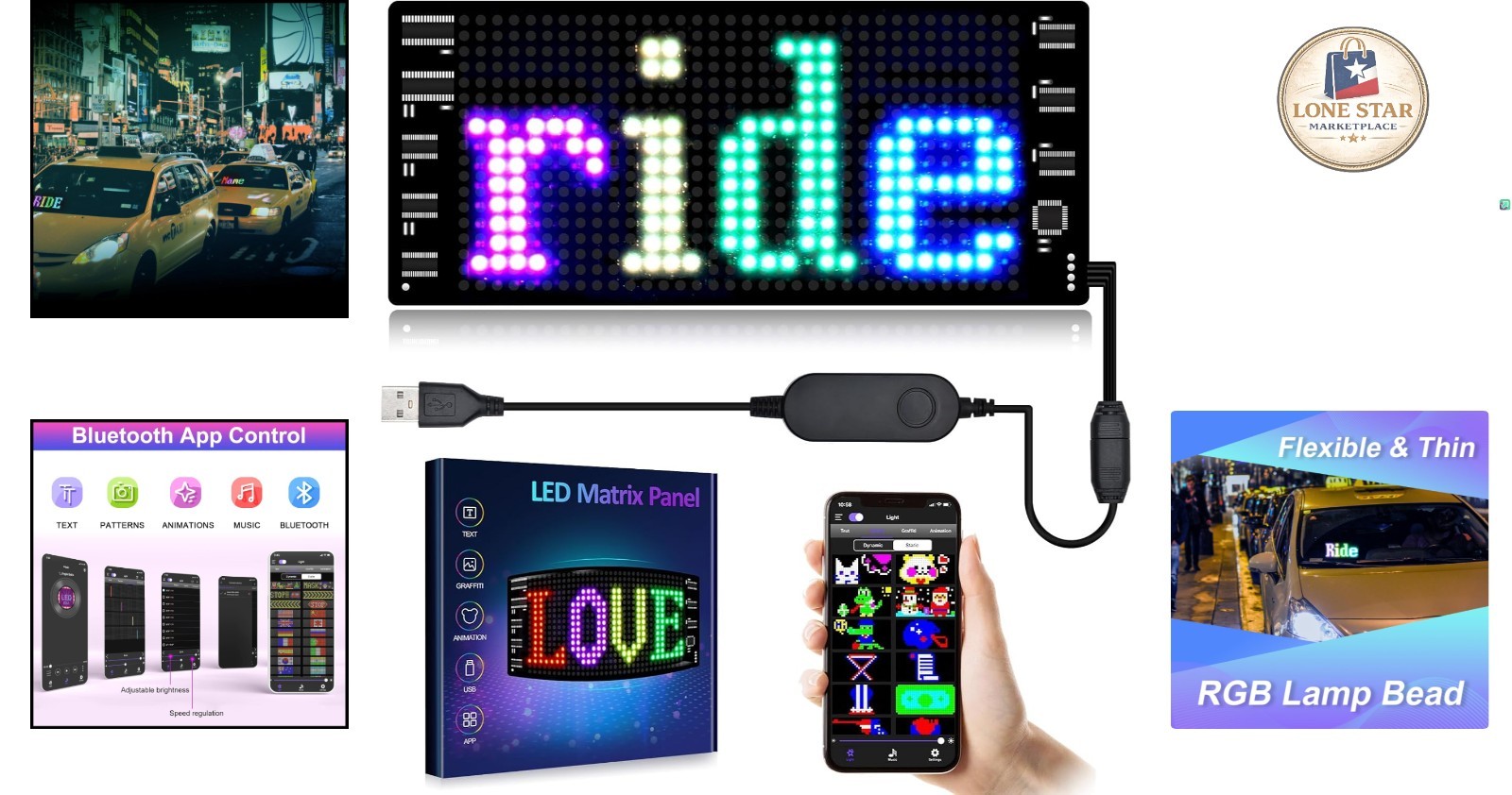 Flexible Waterproof LED Sign for Cars – Bluetooth App & Customizable Display