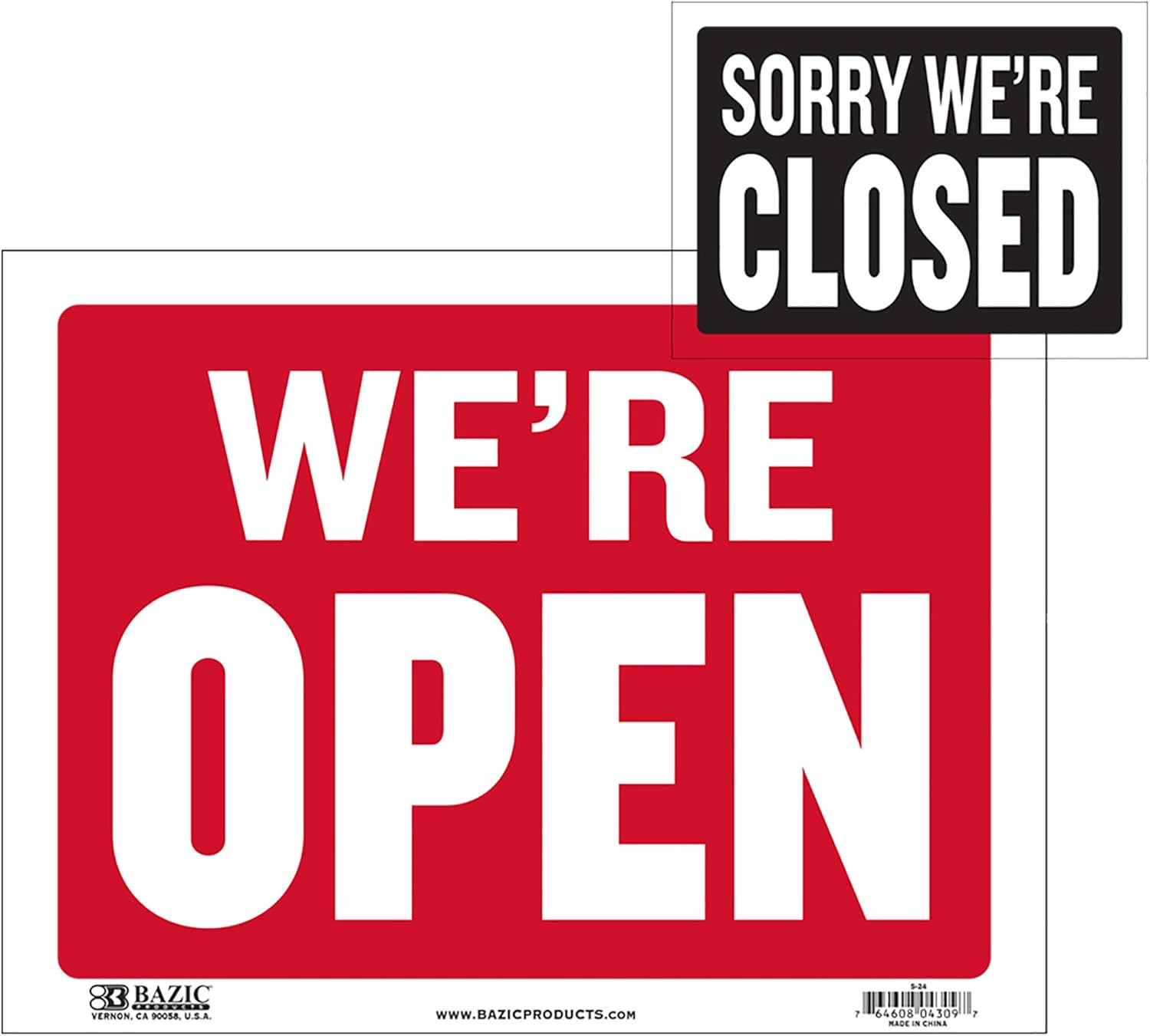 Open & Closed Sign 9″X12″, Double Sides Plastic Vinyl Signs, Business Store Offi