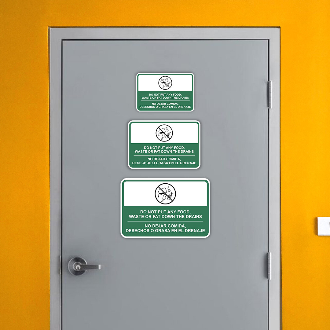Classic Framed Plus Do Not Put Any Food, Waste or Fat Down The Drains Sign