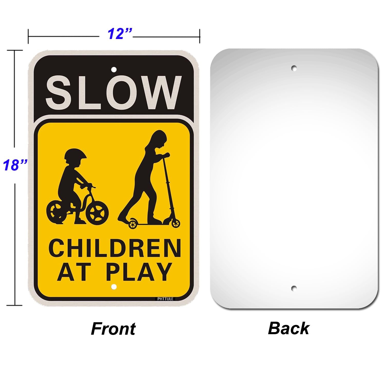 Slow Children at Play Signs 2 Pack, 18 x 12 Inches Kids Playing Slow Down Saf