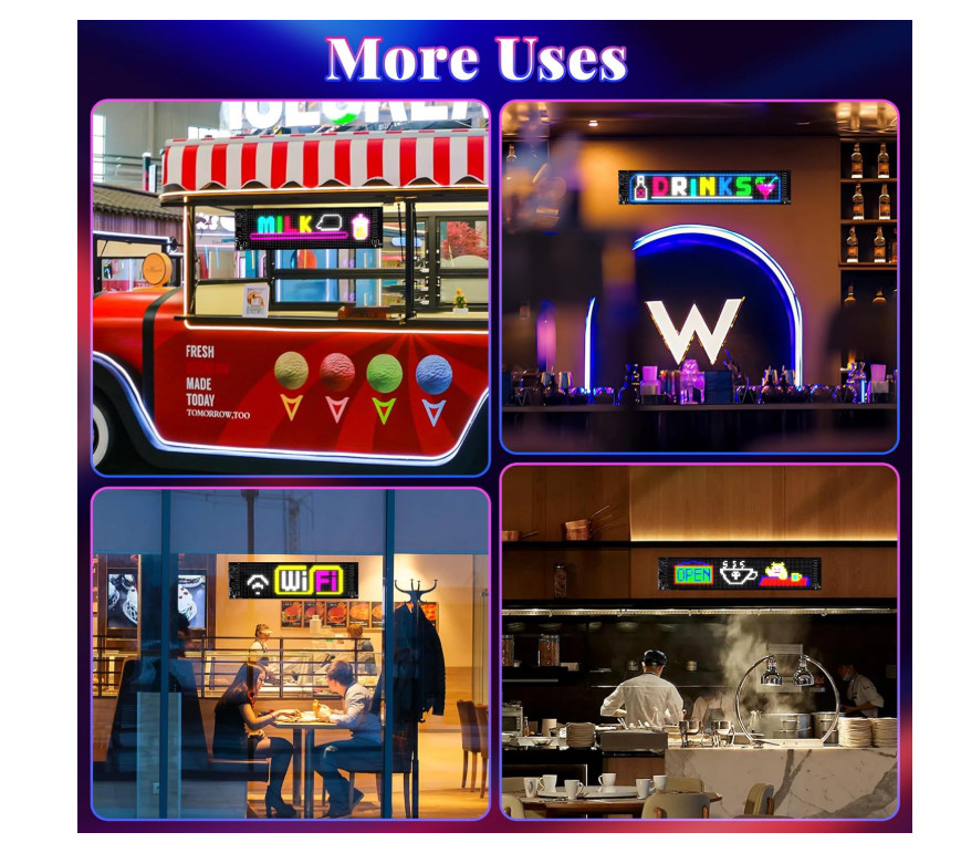 64×20 LED Car Eyes Display Sign – Programmable Scrolling Text & Animation