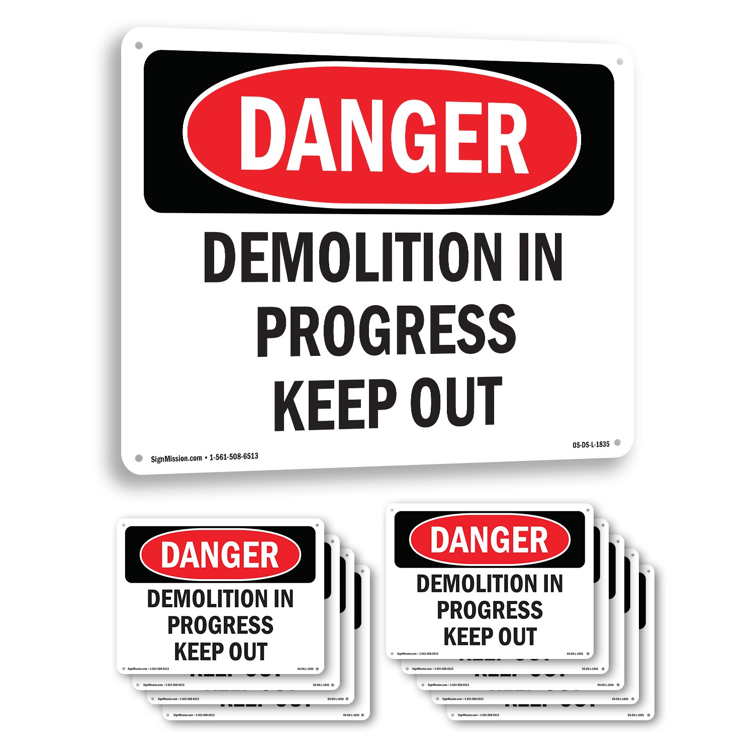 Demolition In Progress Keep Out OSHA Danger Sign Metal,, Decal 5 or 10 Pack