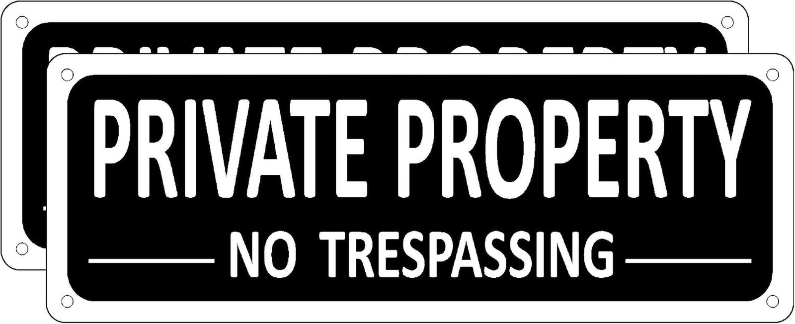 (2 Pack) Heavy-Duty Metal No Trespassing Signs Private Property, 10″ X 3.5″ Alum