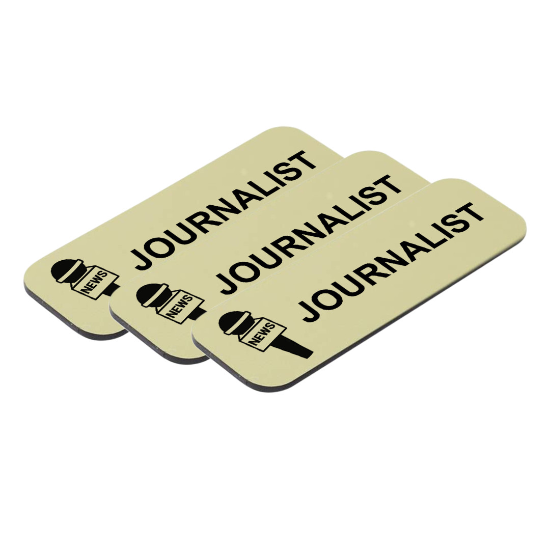 Journalist 1 x 3″ Name Tag/Badge, (3 Pack)