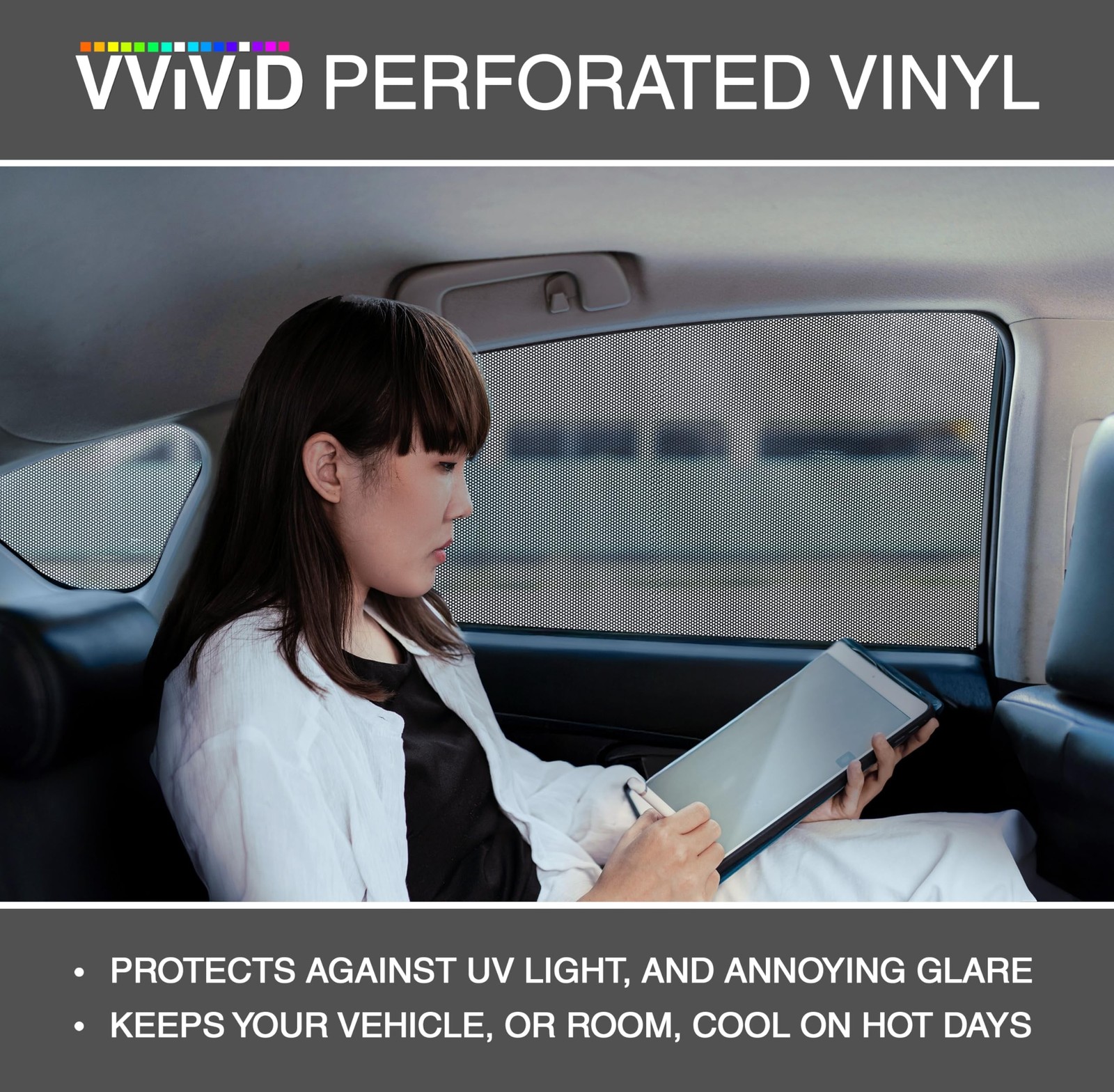 VViViD One-Way Perforated Black Vinyl Privacy Window Film Adhesive Glass Wrap…