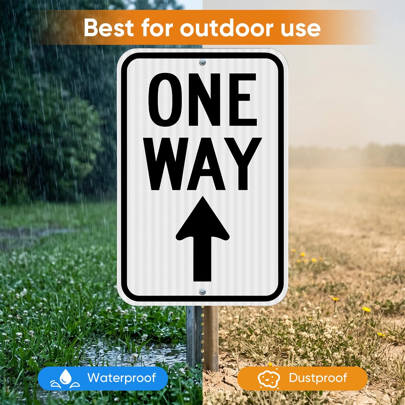 18×12 Inch One Way Up Arrow Reflective Aluminum Traffic Sign Waterproof 2 PCS