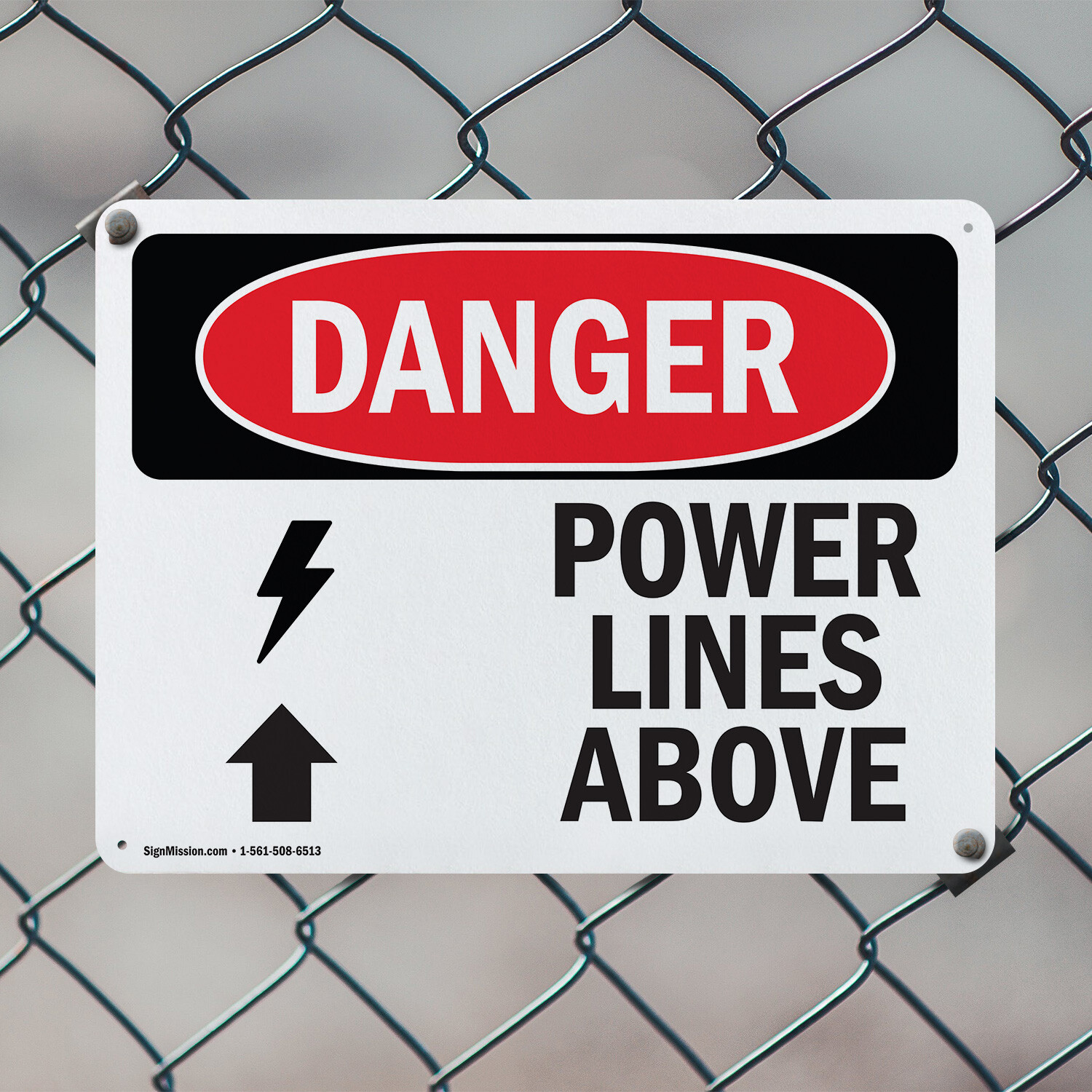 (2 Pack) Power Lines Above OSHA Danger Sign Decal Metal Plastic