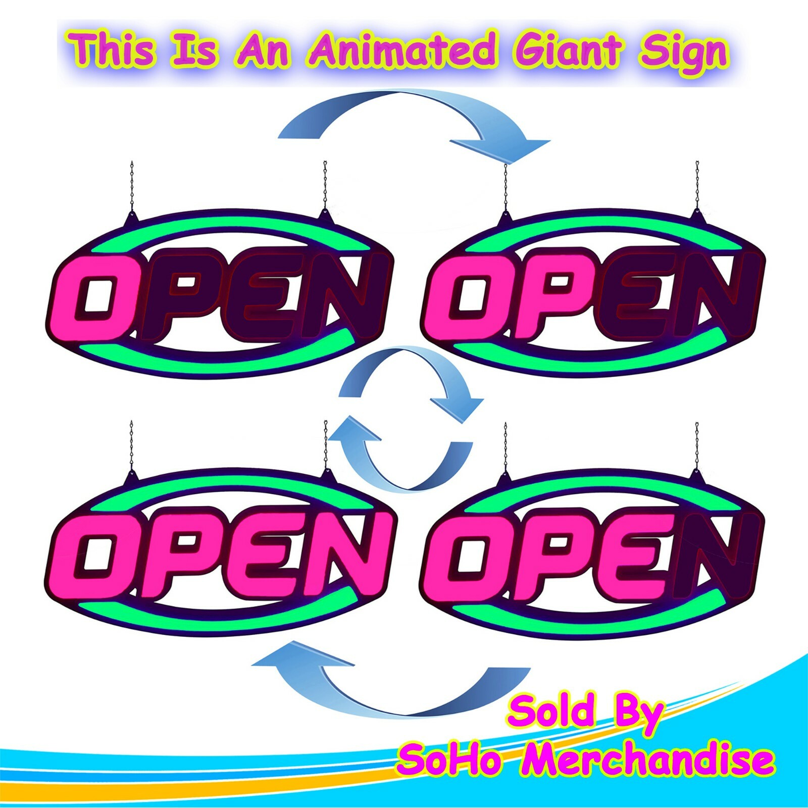 Large LED Neon Open Sign 32″ Light Bright for Restaurant Bar Store Shop Market