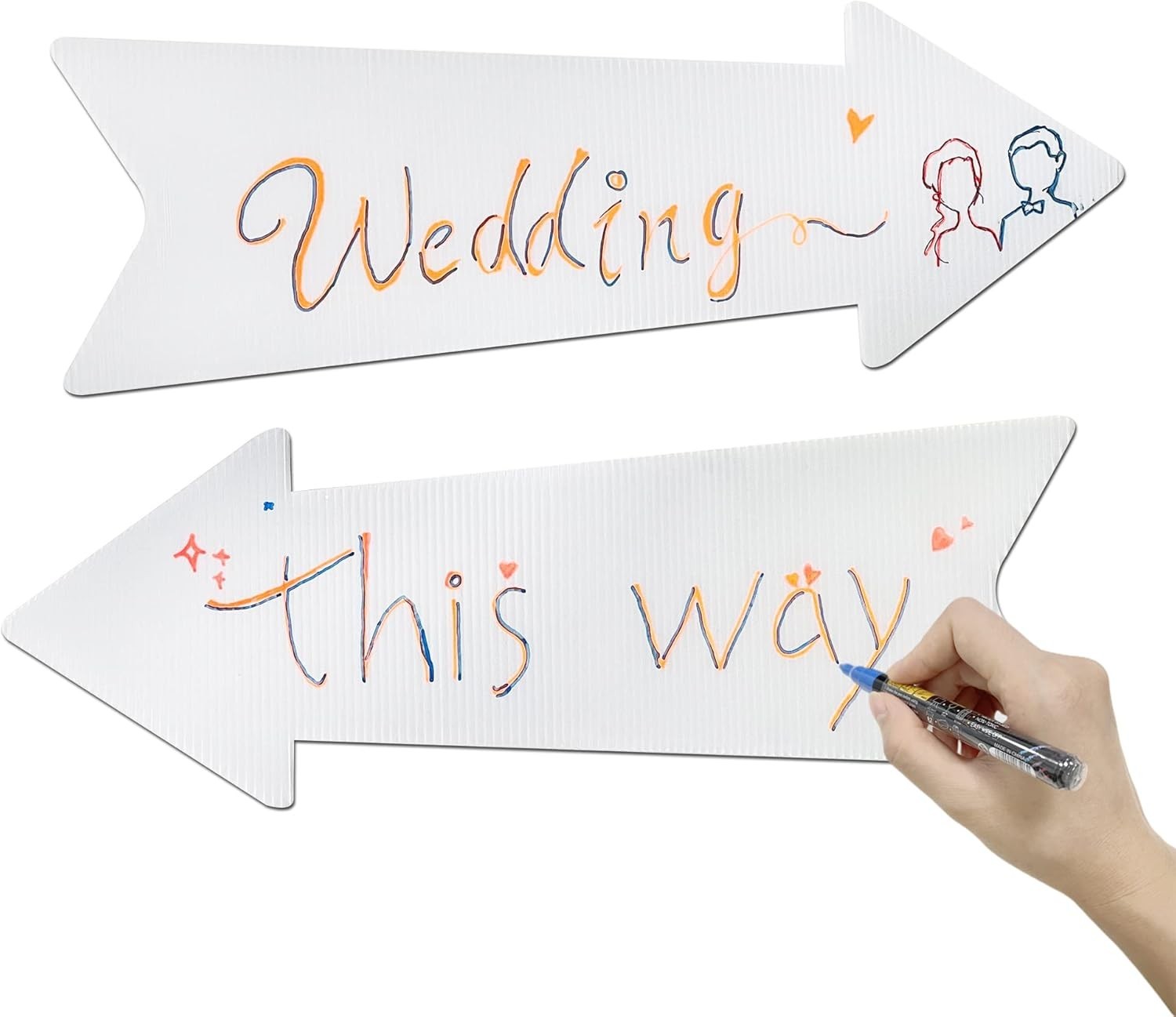 4 PCS Blank Arrow Signs With Stakes 17×6 Inches Wedding Directional Yard Signs