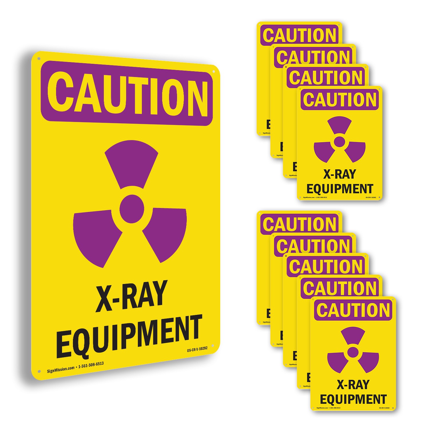 X-Ray Equipment With Symbol OSHA Caution Radiation Sign Or Decal – 5 or 10 Pack
