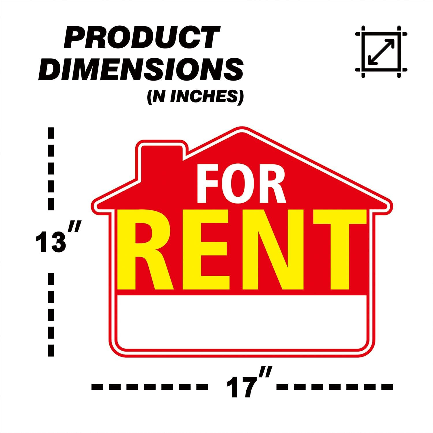 For Rent Signs with Stakes 17″X13″ – Double-Sided Red White Yellow Yard Signs –