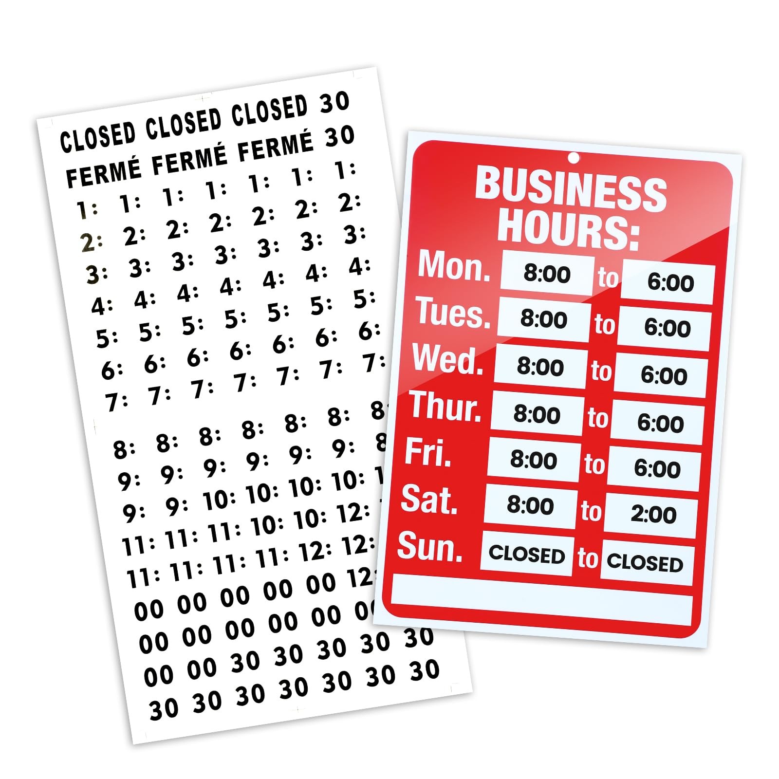 2 Pcs Business Hours Sign, Open Signs for (11.81 x 7.87) inches, red