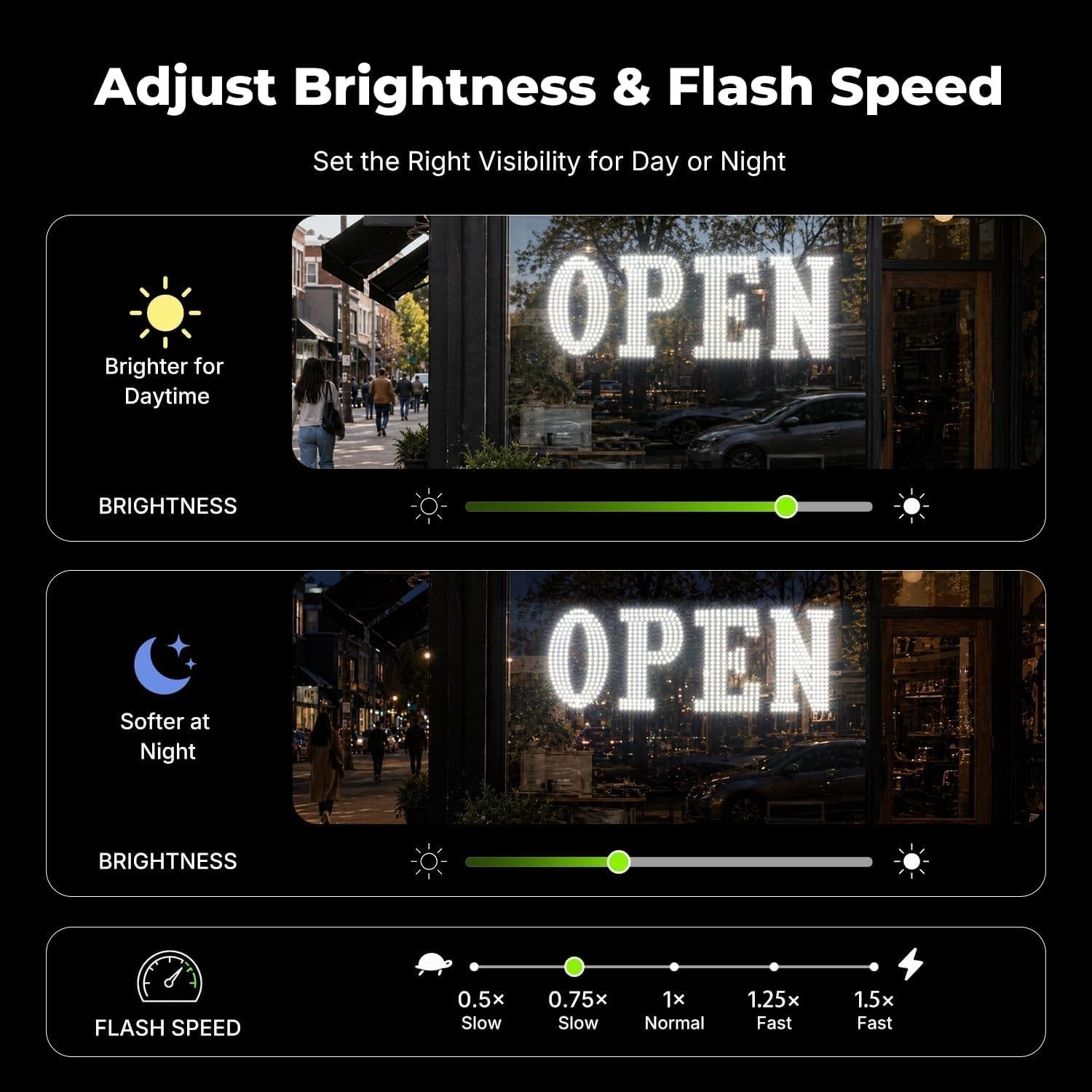 40″ x 14″ Large LED Open Sign with Remote Control High Bright Visibility Busines