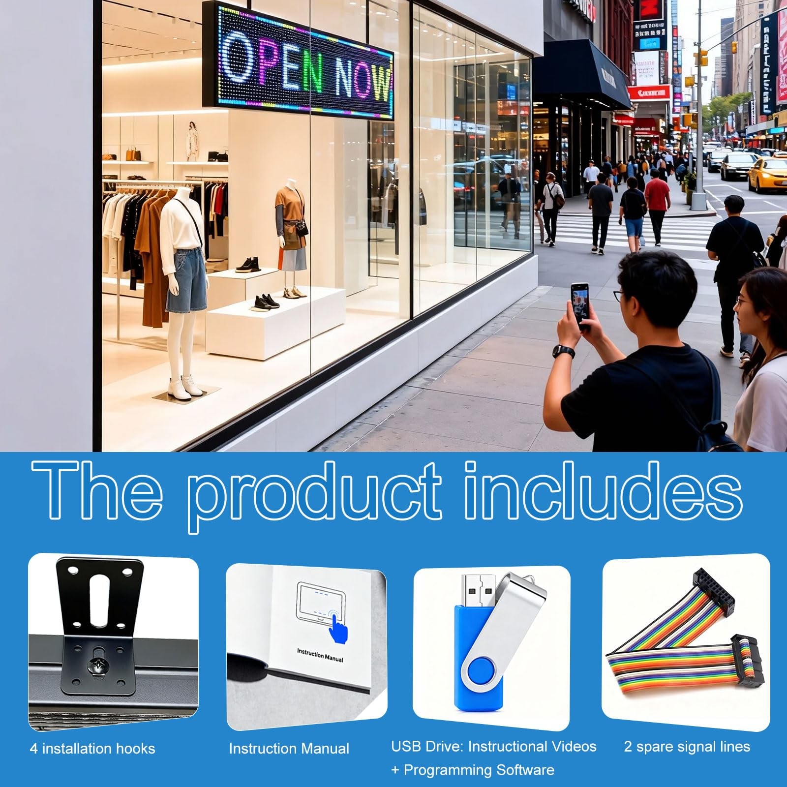 ZONTRONCM P10(52″ * 14″) Scrolling Programmable Led Sign Custom Outdoor Digital