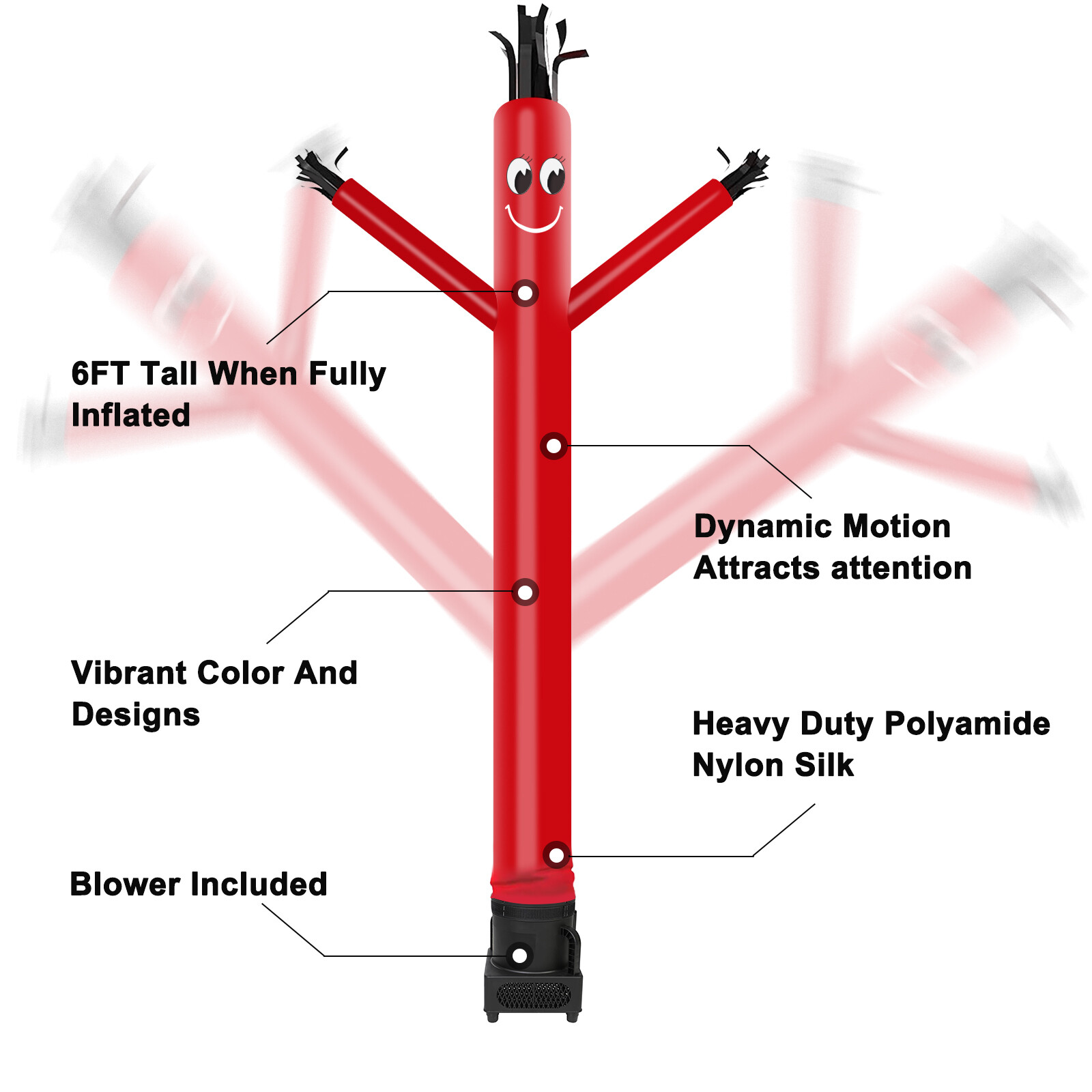 MOUNTO 6FT Inflatable Puppet Dancer with 1/4 HP Blower – Complete Set for Events