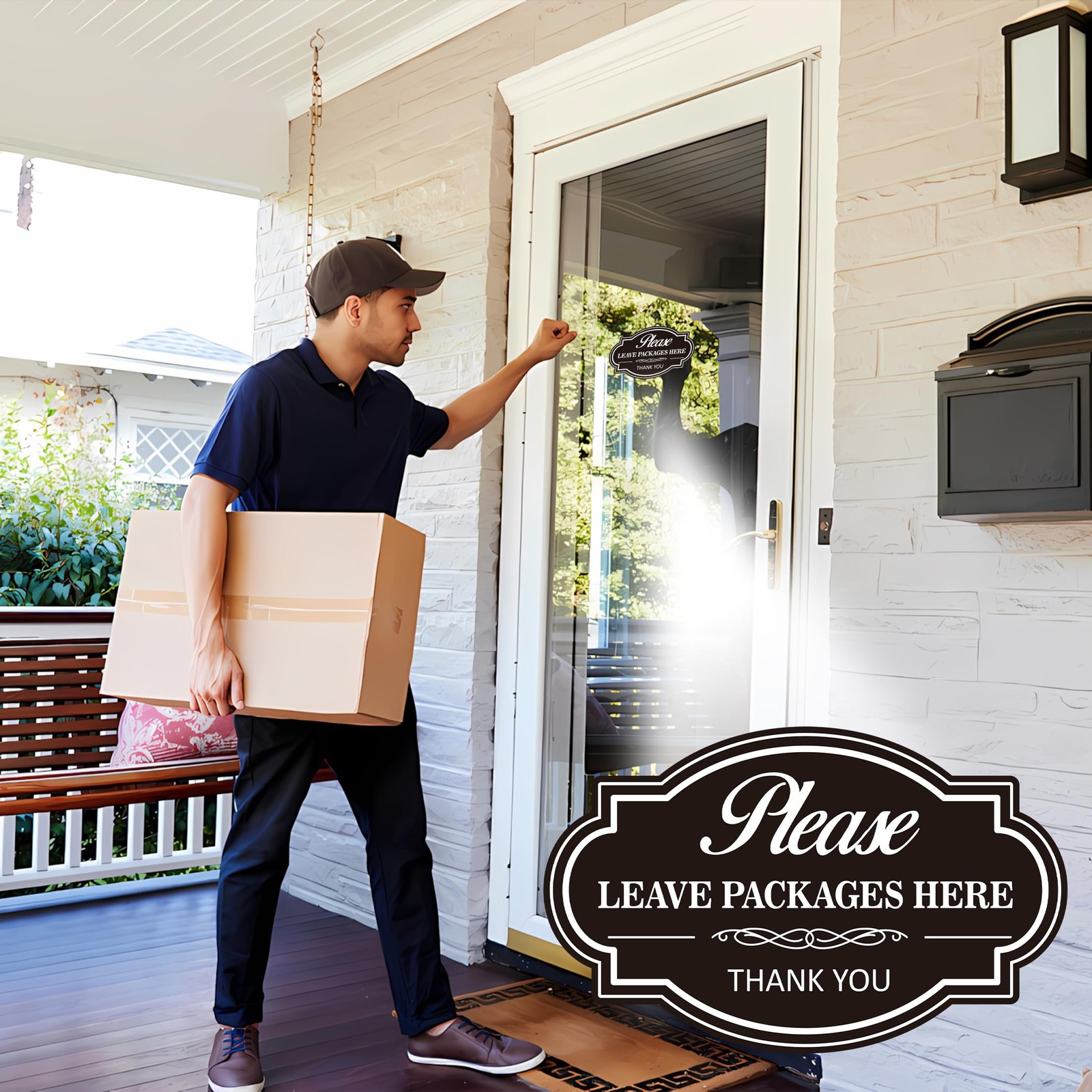 Please Leave Packages and Deliveries Here Sign，Self-Adhesive Waterproof V