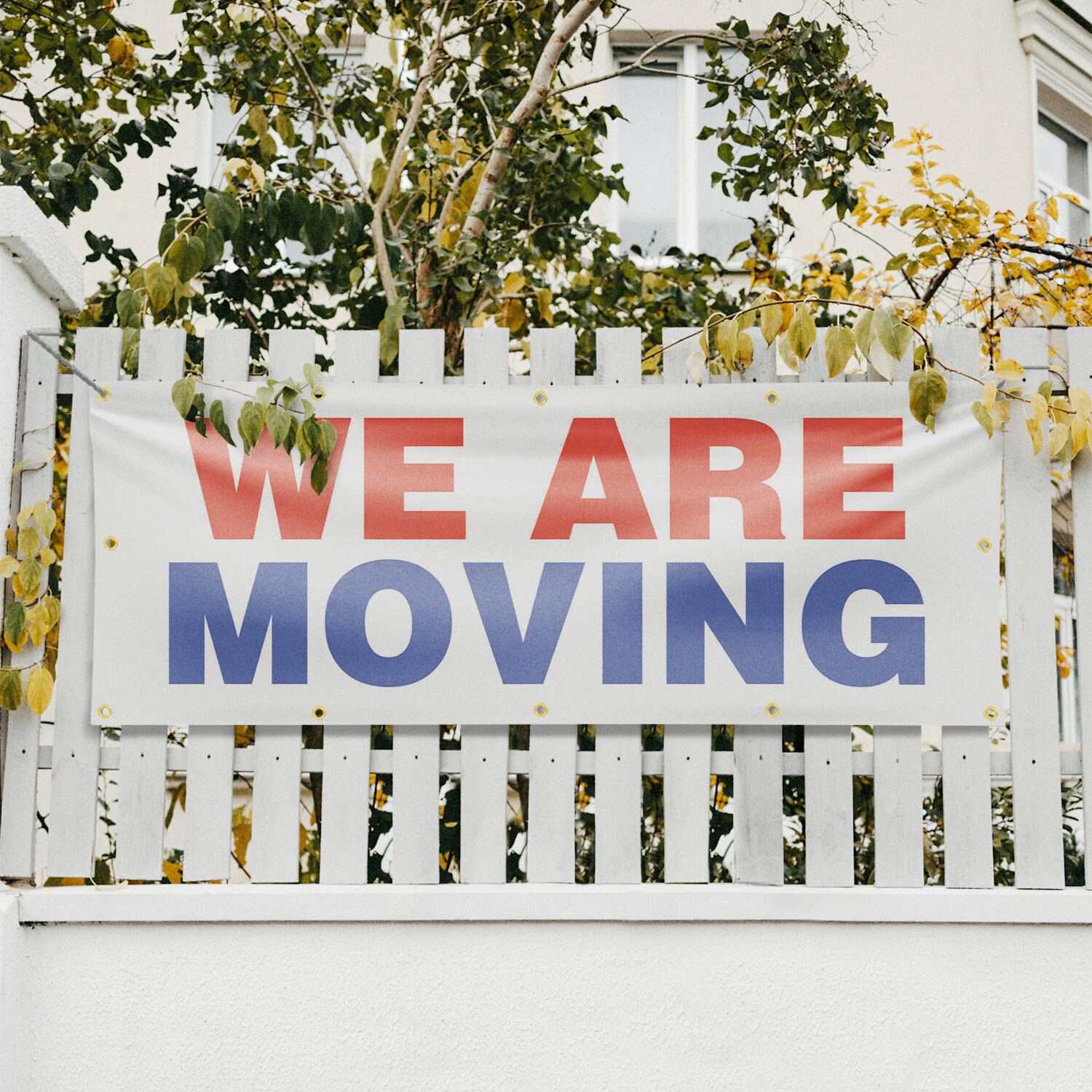 We Are Moving Vinyl Banner Sign with Metal Grommets Heavy-Duty Single-Sided