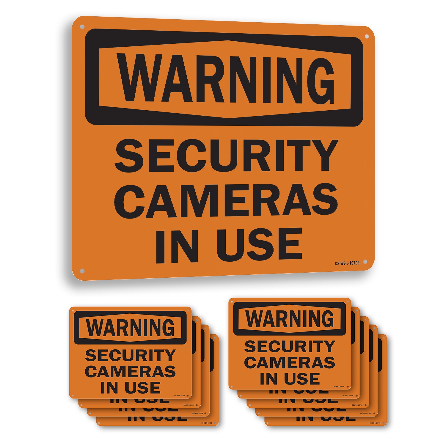 Security Cameras In Use OSHA Warning Sign Metal, Plastic, Decal – 5 or 10 Pack