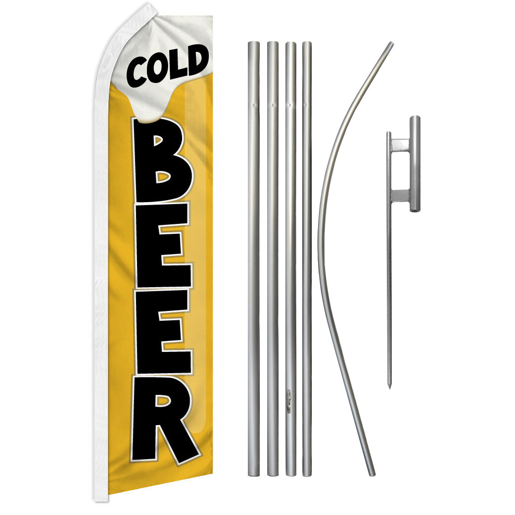 Cold Beer Swooper Flutter Feather Advertising Flag Kit Concessions Drinks Here
