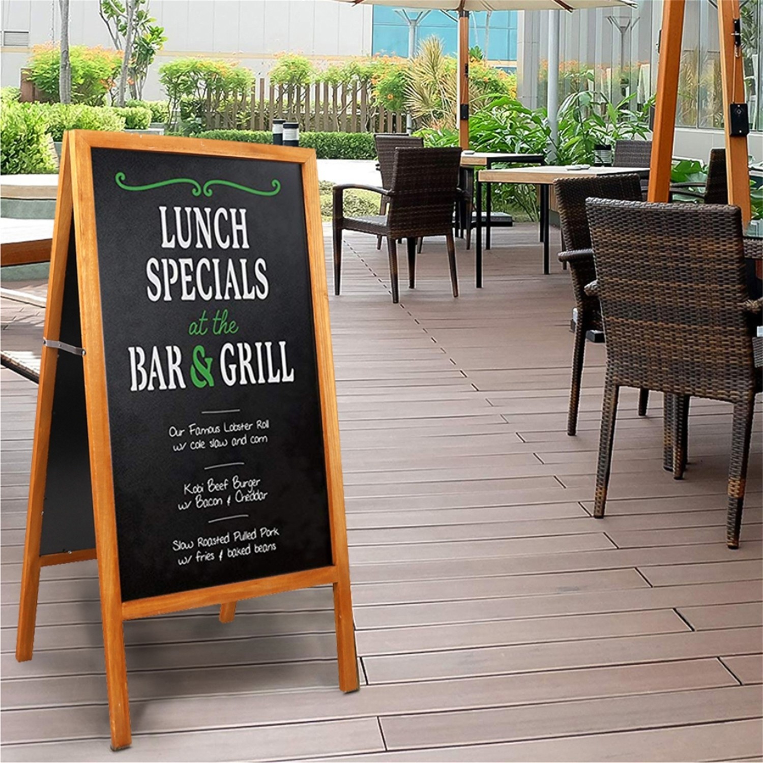 Free Standing Magnetic Chalkboard Solid Sidewalk Sign Display Board Outdoor Deco