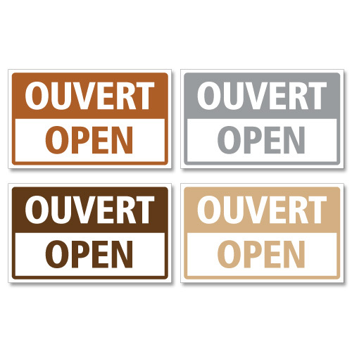 FRENCH & ENGLISH OPEN & CLOSED RIGID HANGING SIGN, SHOP WINDOW DOOR – ANY COLOUR