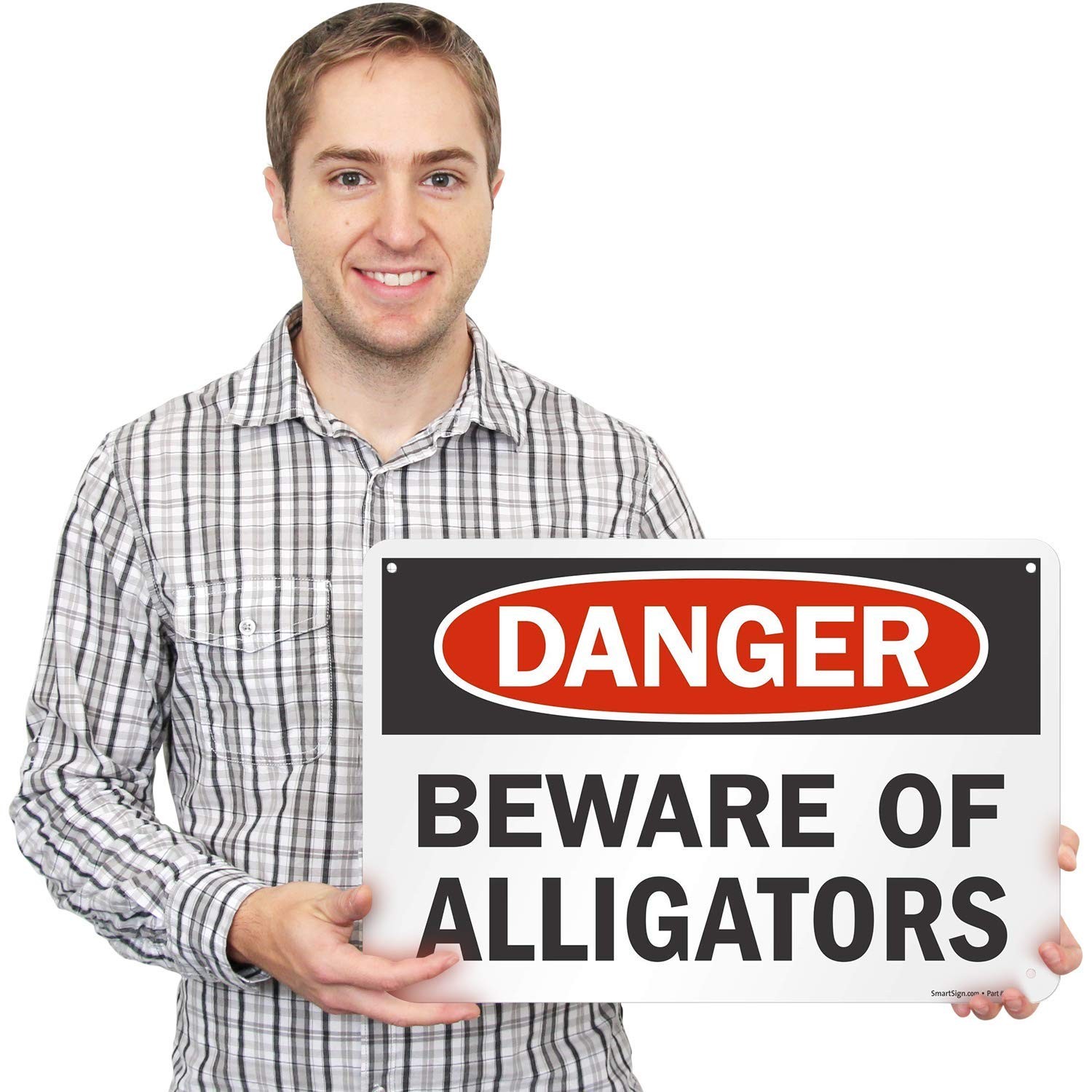 Danger Beware of Alligators Sign, 12×18 Inch Aluminum Safety Warning Yard