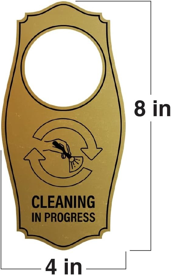 Signs ByLITA Cleaning in Progress Door Hanger – White Red, 4″ x 8″