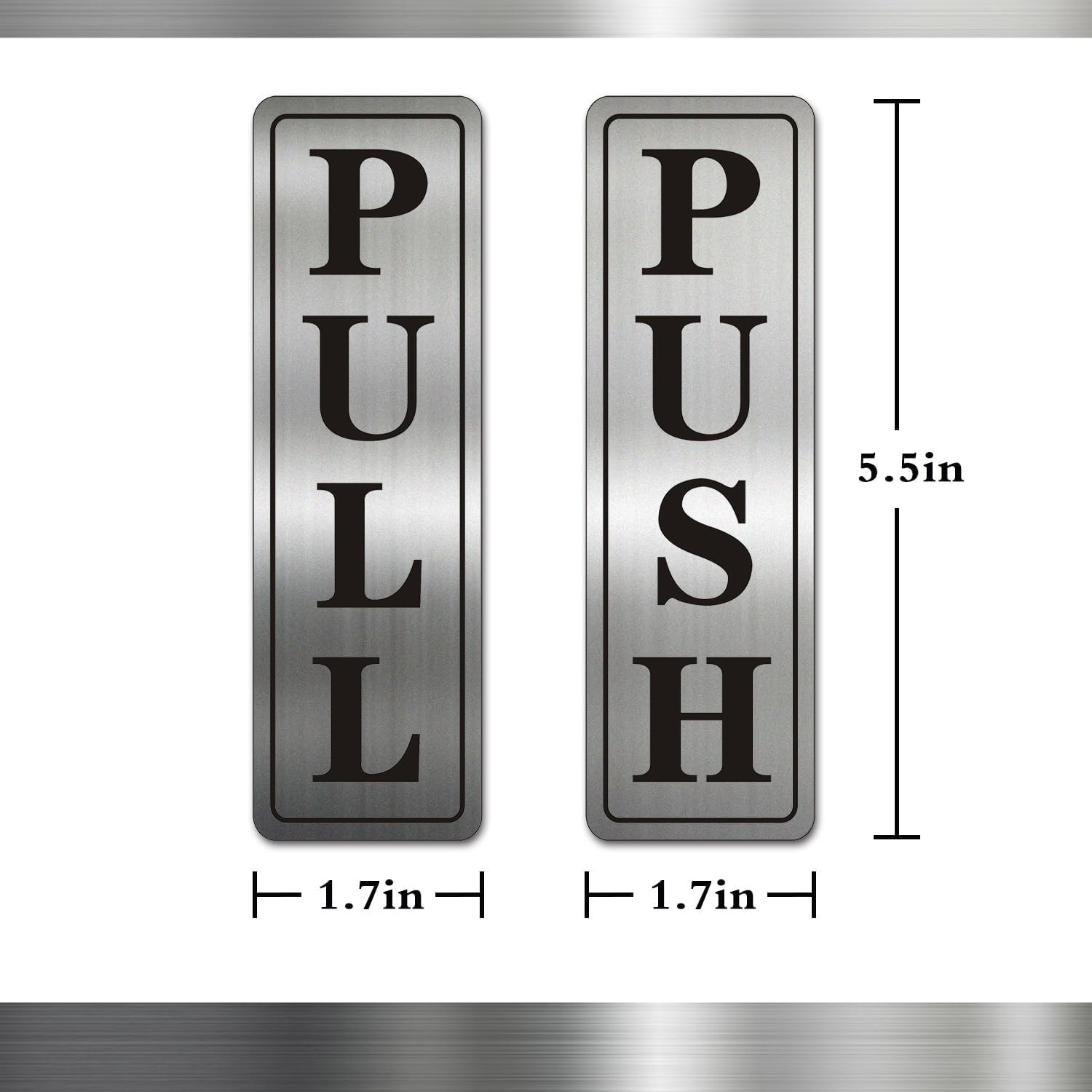Metal Stainless Steel push pull signs door Self Adhesive 5.5×1.7in (Classic)