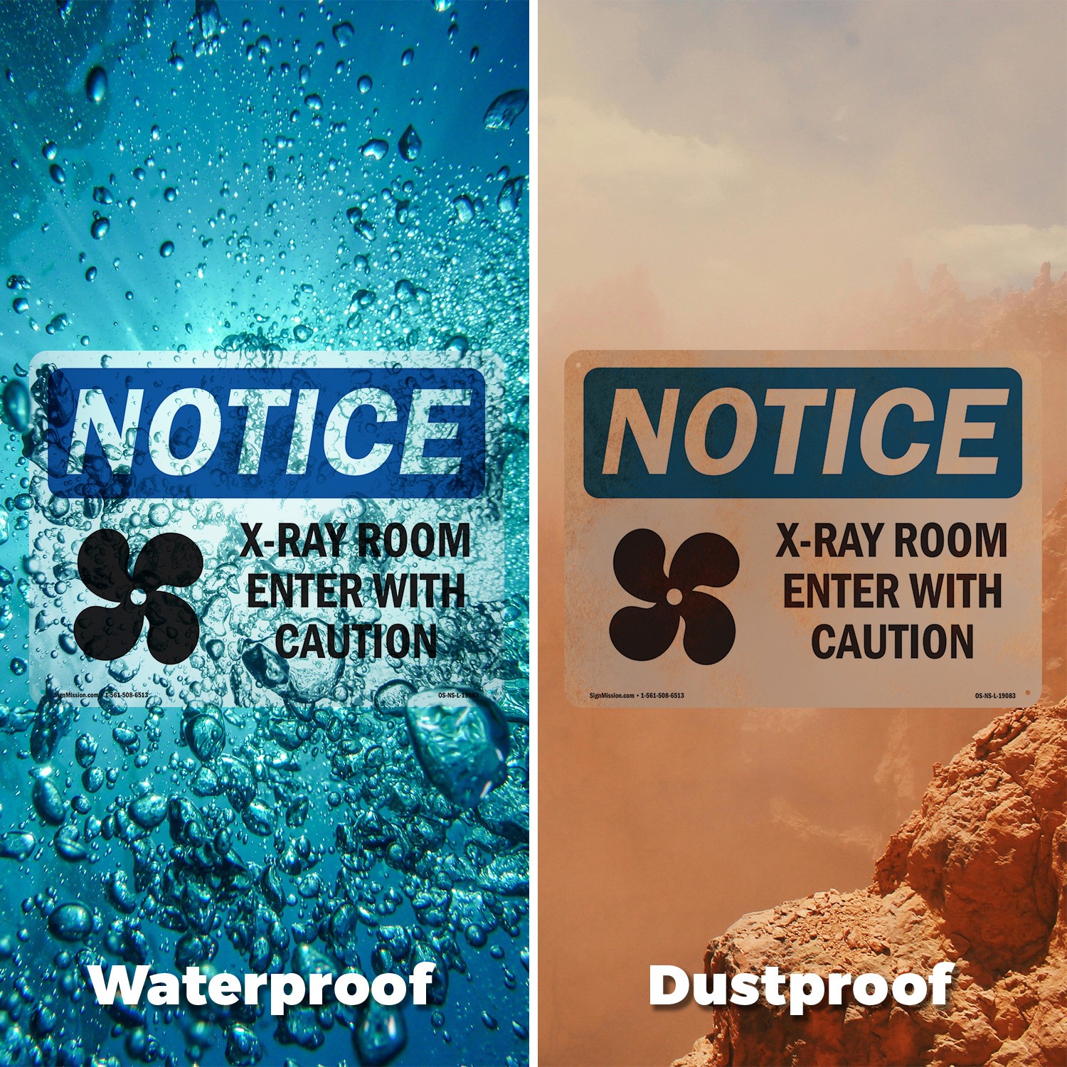 X-Ray Room Enter With Caution OSHA Notice Sign Metal Plastic, Decal 5 or 10 Pack