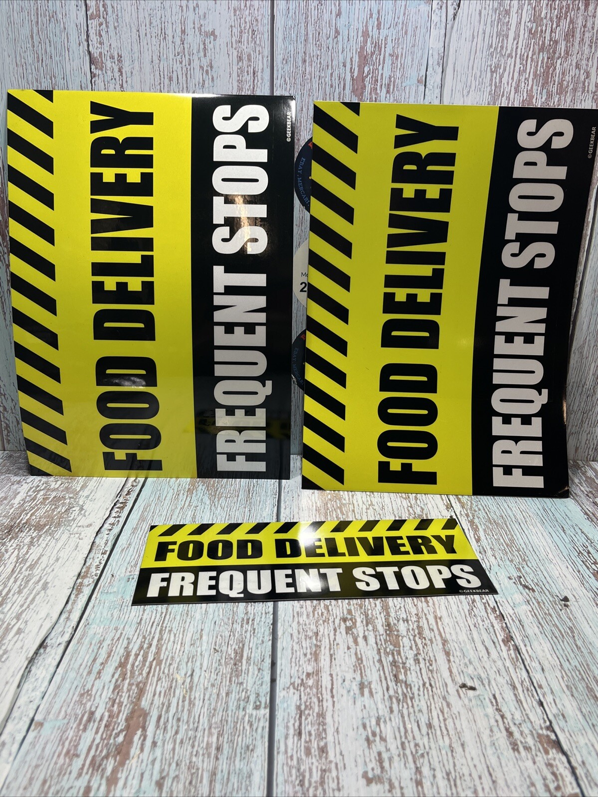 Yellow Food Delivery Driver Car Magnet 12 X 9”Reflective Frequent Stops .3 Pc