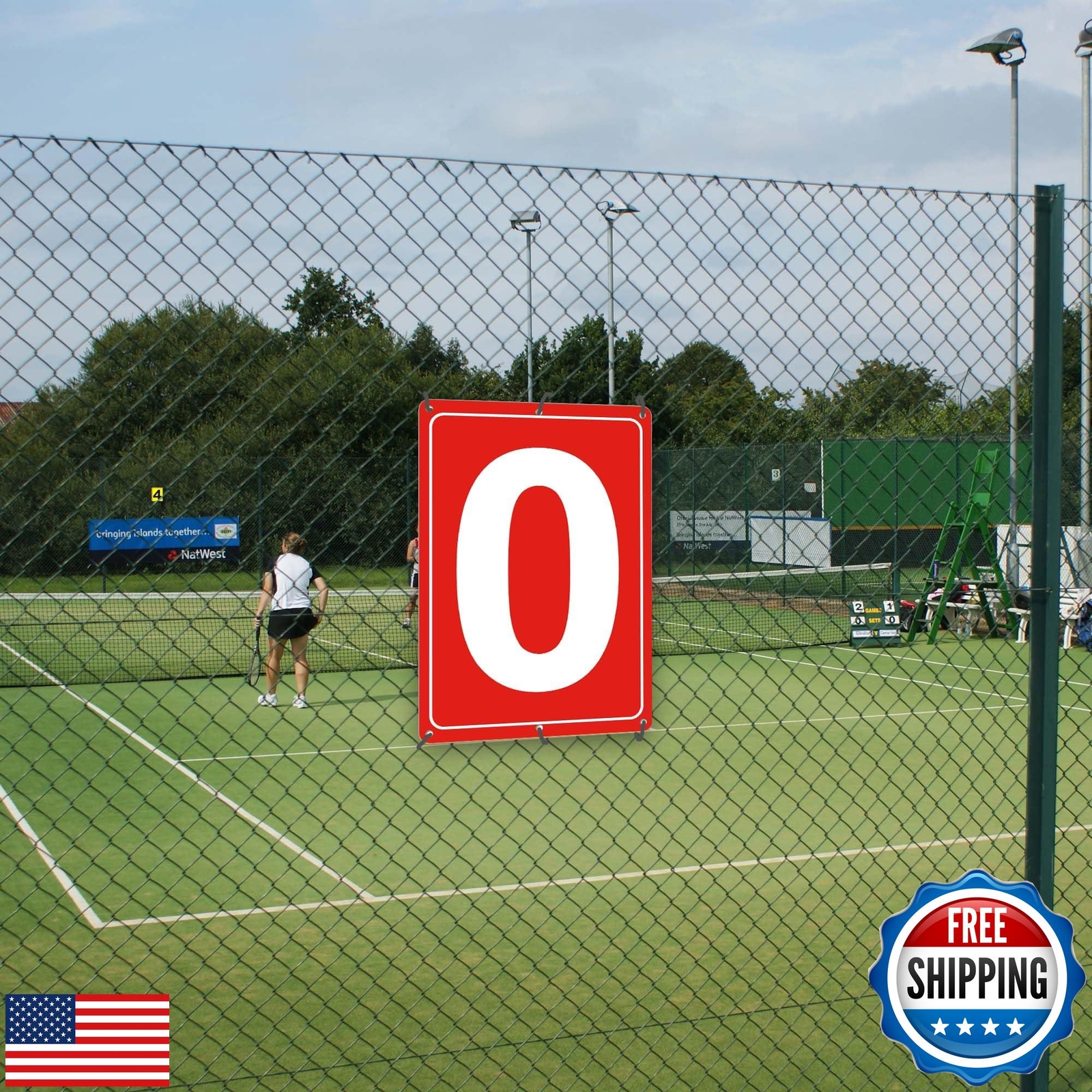 Numbered Sign 0, Aluminum Number Signs for Tennis Court, 12×8 inches Signage