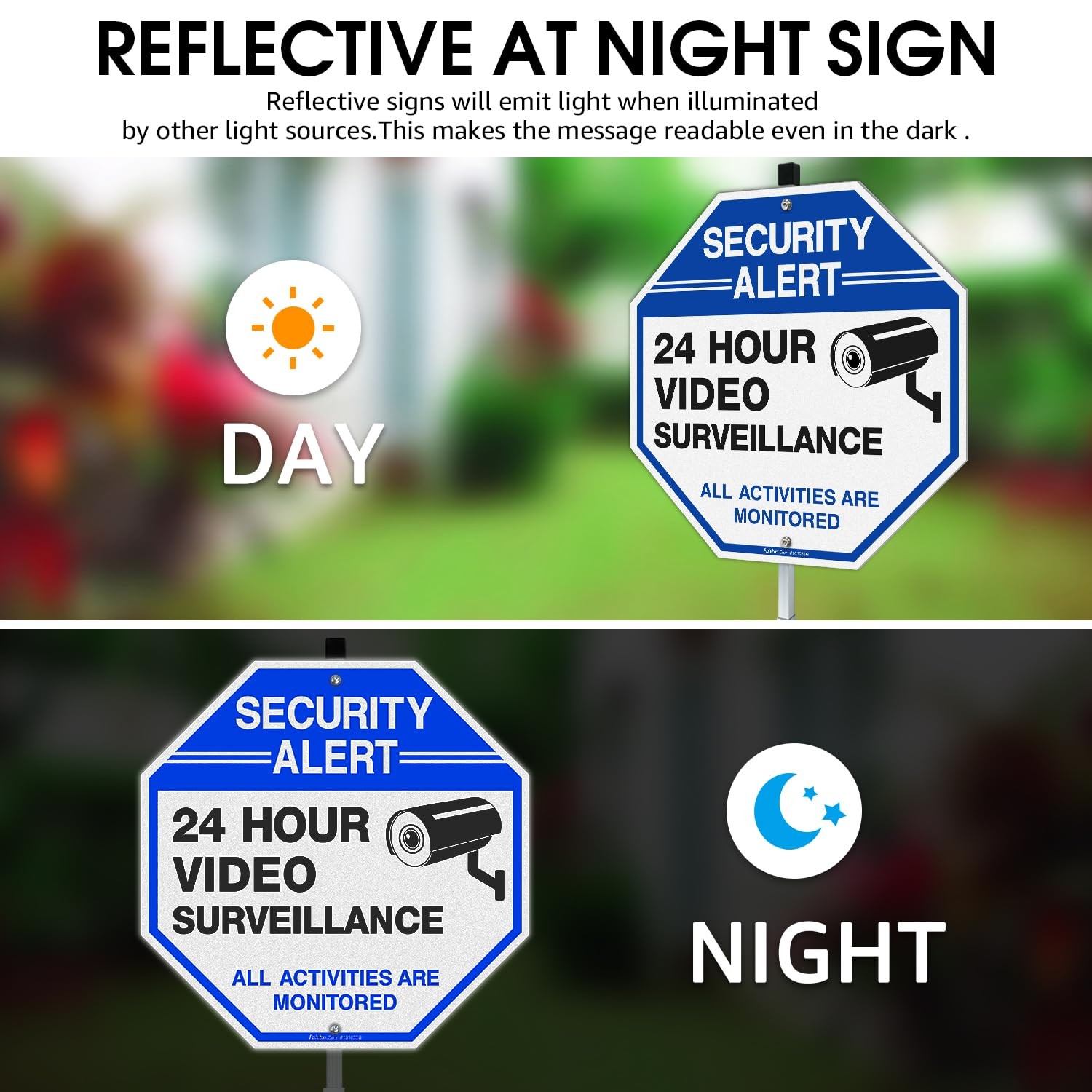 Security Sign Video Surveillance Sign 10×10″ Reflective Aluminum Stake