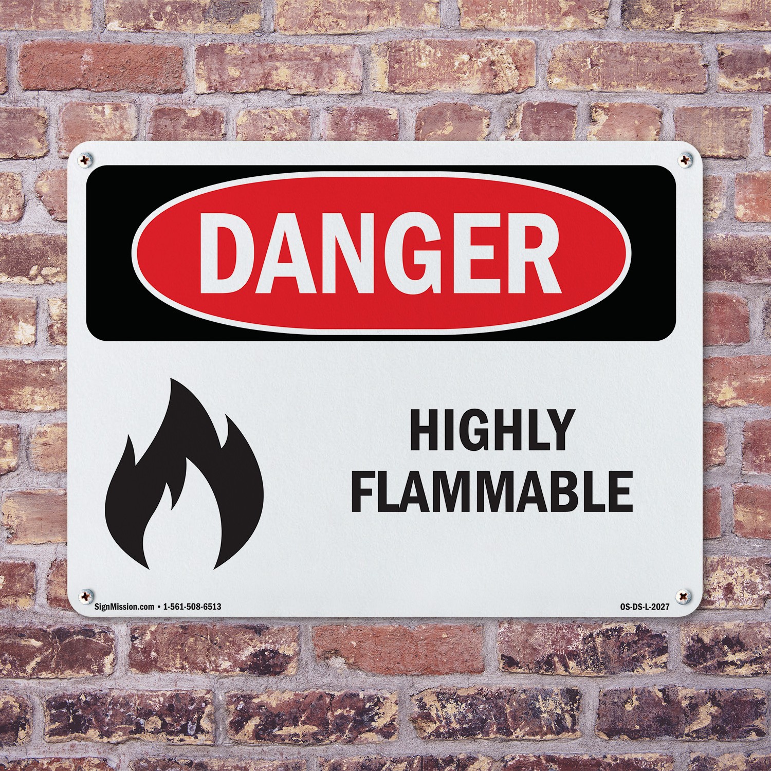 Highly Flammable OSHA Danger Sign Metal, Plastic, Or Decal – 5 or 10 Pack