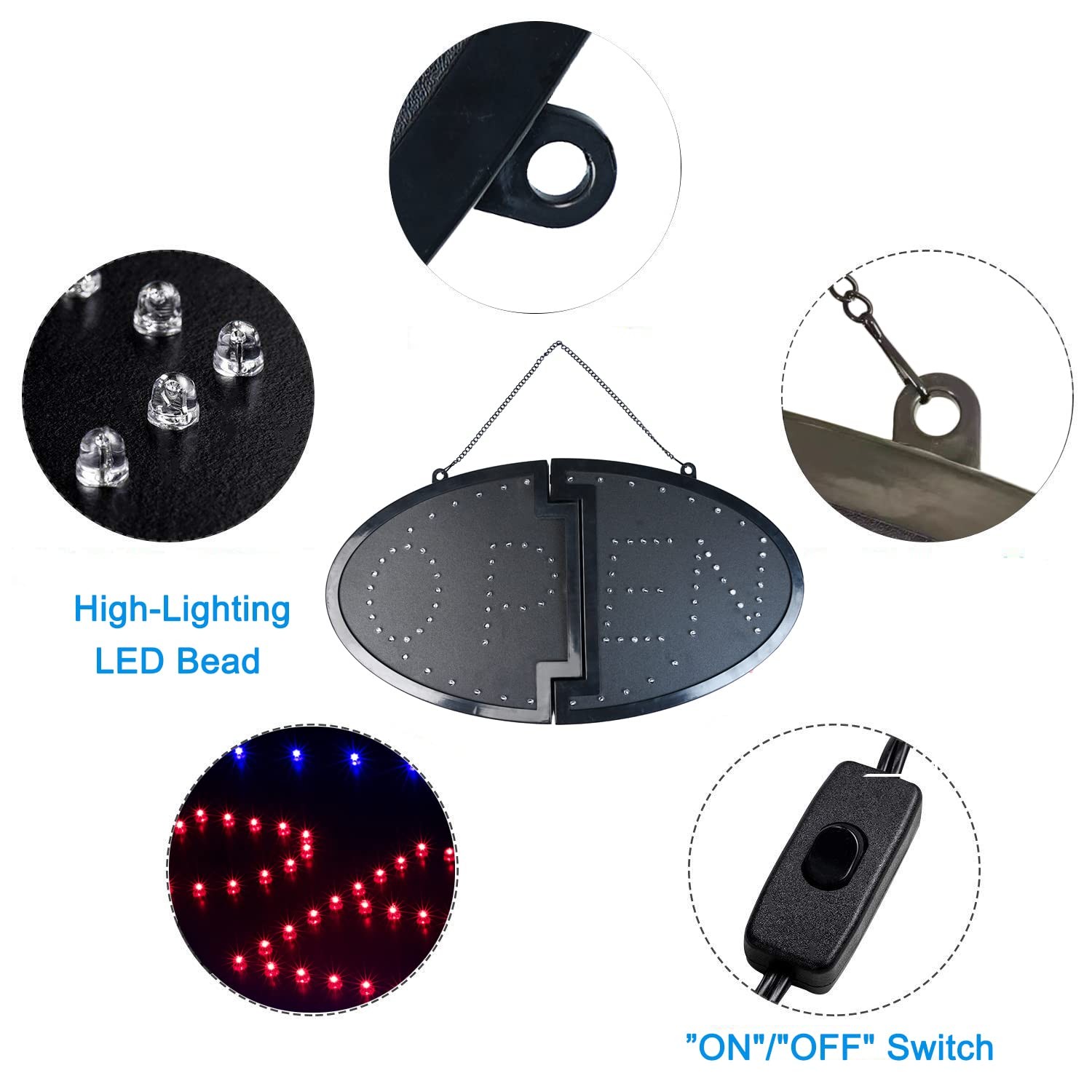 KEBE LED Open Sign, Bright High Visibility Advertisement Board Electric Display