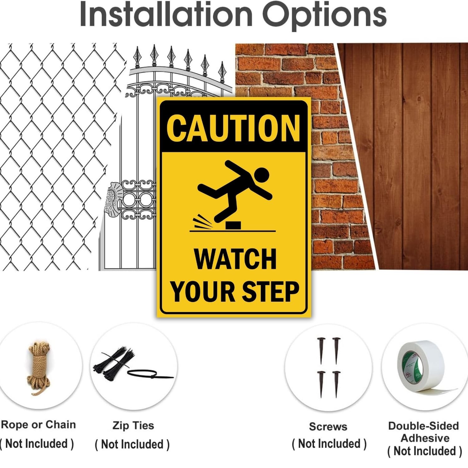 (2 Pack) Caution Watch Your Step Signs, 10 x 7 Inches, 120 Mil Plastic, UV Pr…