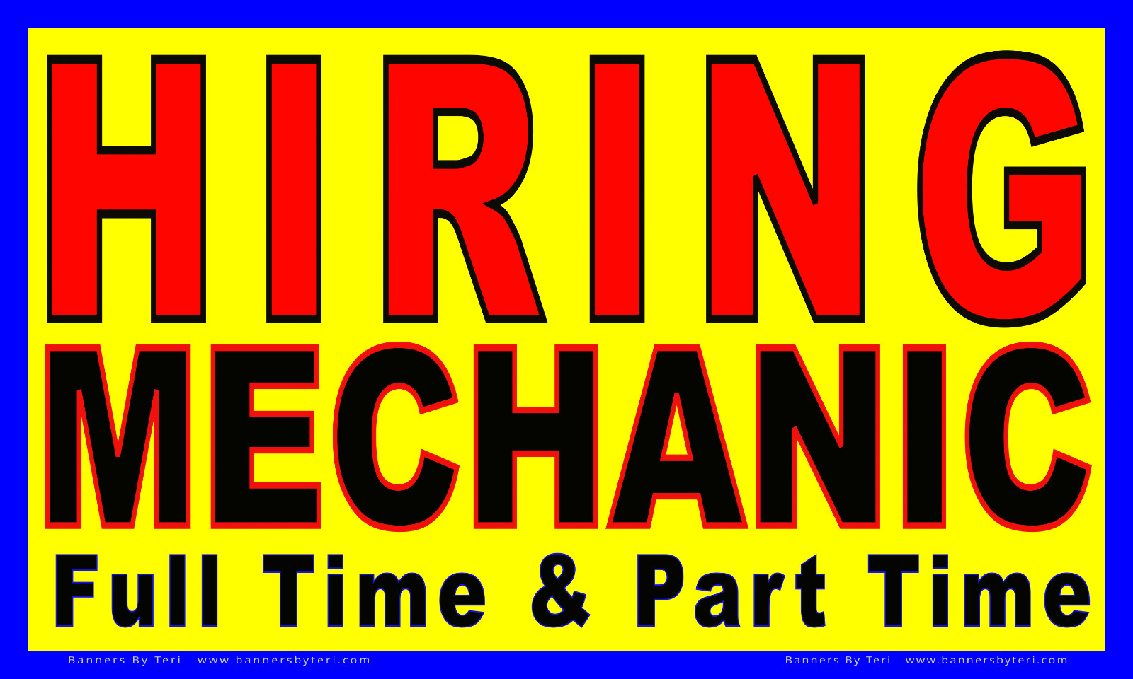 HIRING MECHANIC Banner With VARIATIONS – Vinyl Signs – Fast Ship – DURABLE-USA