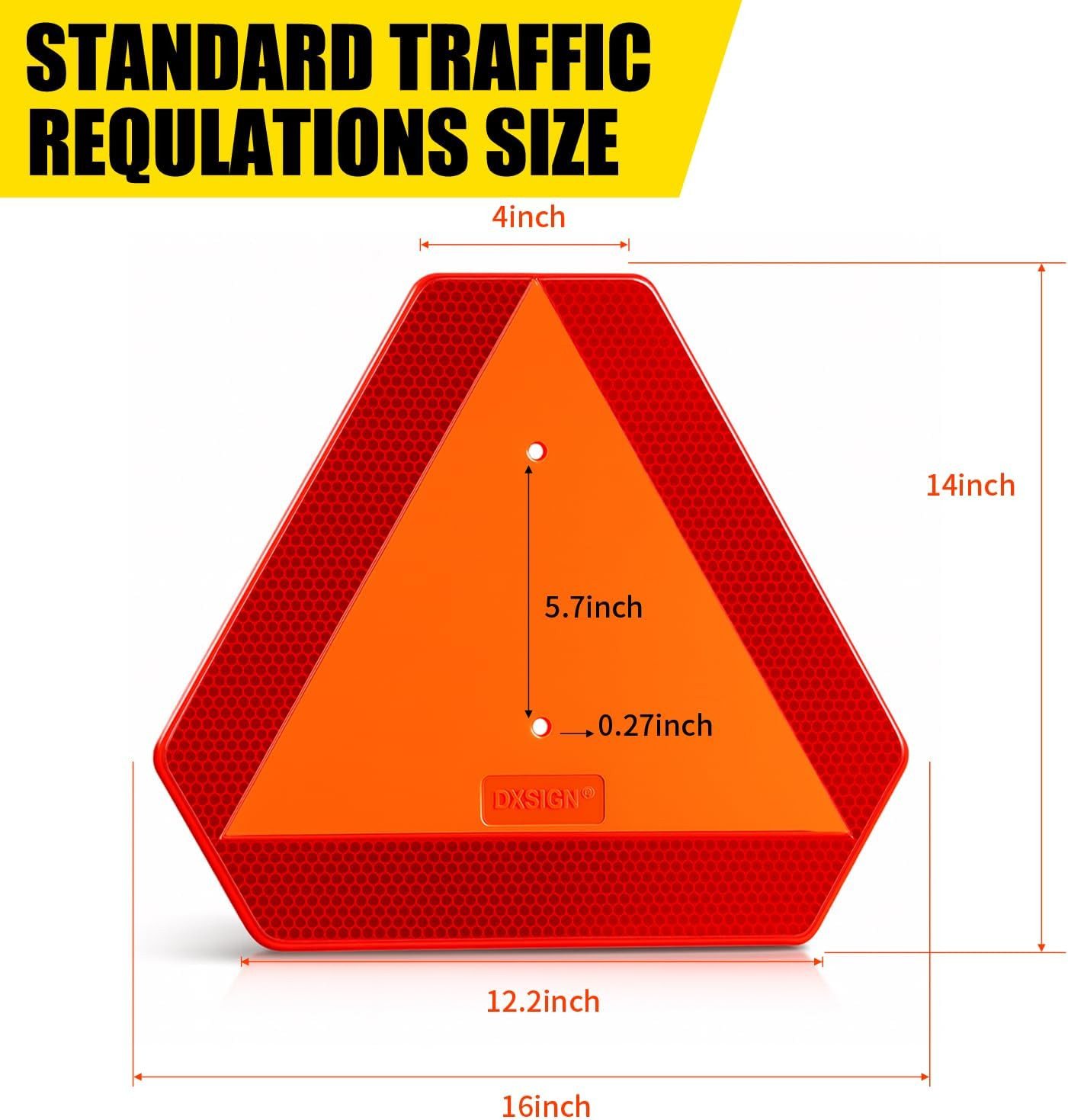 Slow Moving Vehicle Sign, Plastic DOT Slow Moving Vehicle Triangle Signs, SMV Si