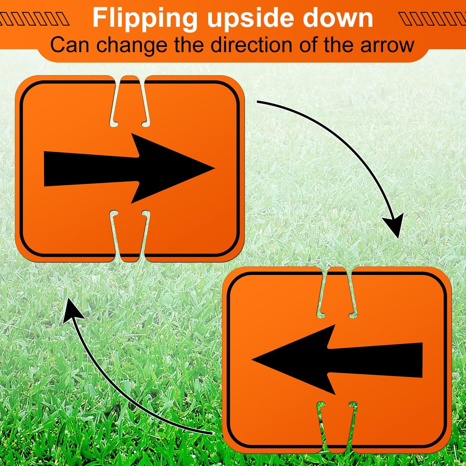 6 Pcs Reversible Traffic Arrow Signs 12.6″x10.4″ Orange Detour Directional Roadw