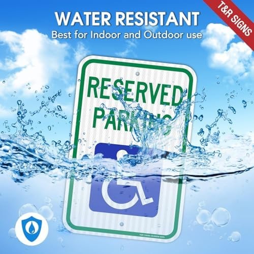 (2 Pack) Handicap Parking Sign, Reserved Parking Sign, Large 18″ x 12″ Engine…