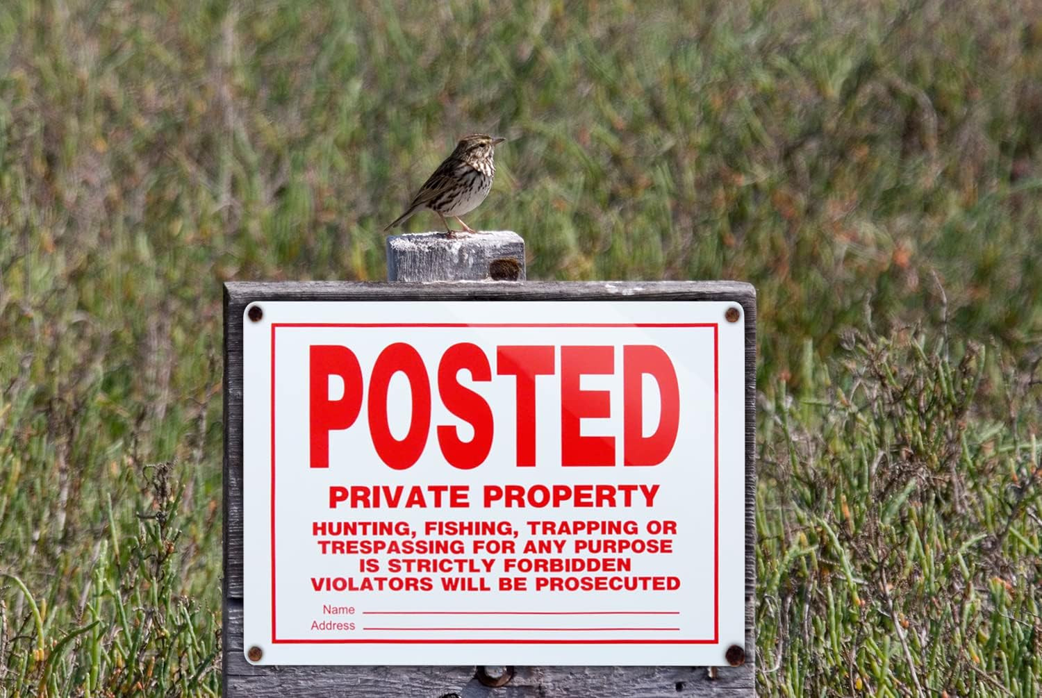 Private Property No Trespassing Signs 4 Pack 10×14 Aluminum No Hunting Warning