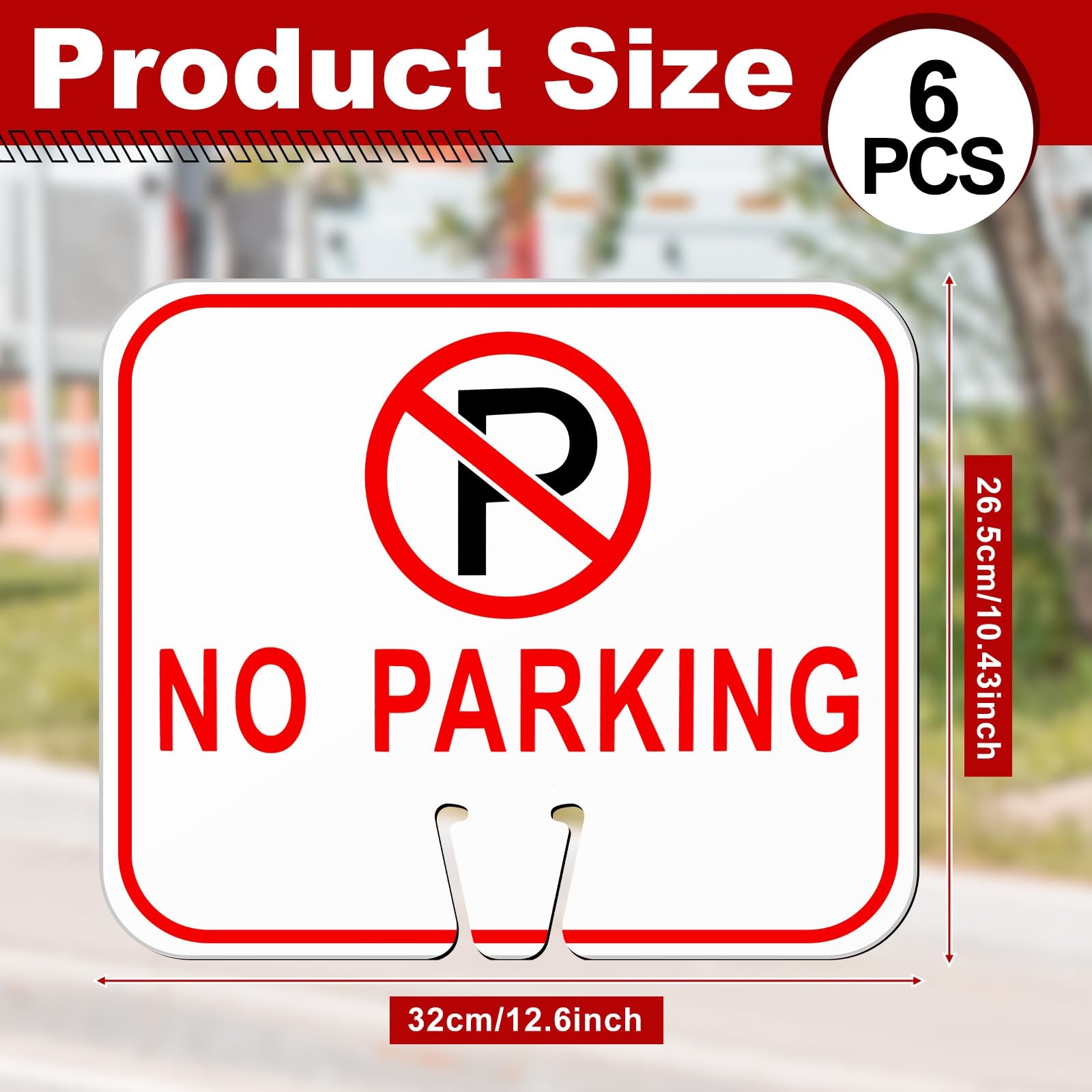 6 Pcs No Parking Signs Traffic Cone, 12.6 X 10.43 Inches Plastic Traffic Cone